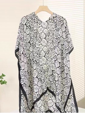 Silk Feeling Patterned Cape